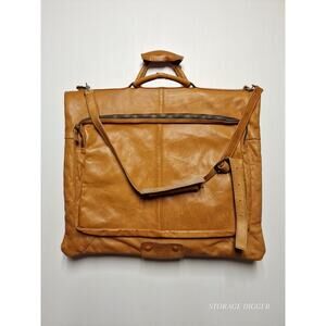 Vintage Tumi Brown Leather Bi-Fold Travel Garment Hanging Bag Carry-on Suitcase